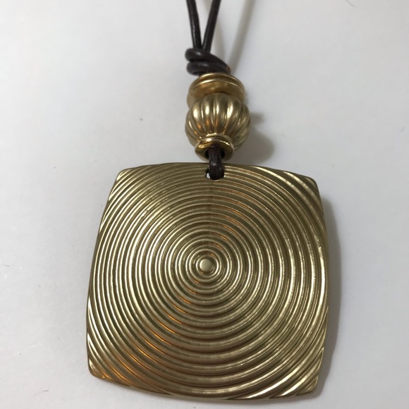 Chico’s Brown Leather and Gold Accent Necklace - Picture 6 of 8